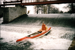 Divoká Orlice z Potštejna, 03/1997. Jez v Doudlebech, trochu to drhlo.